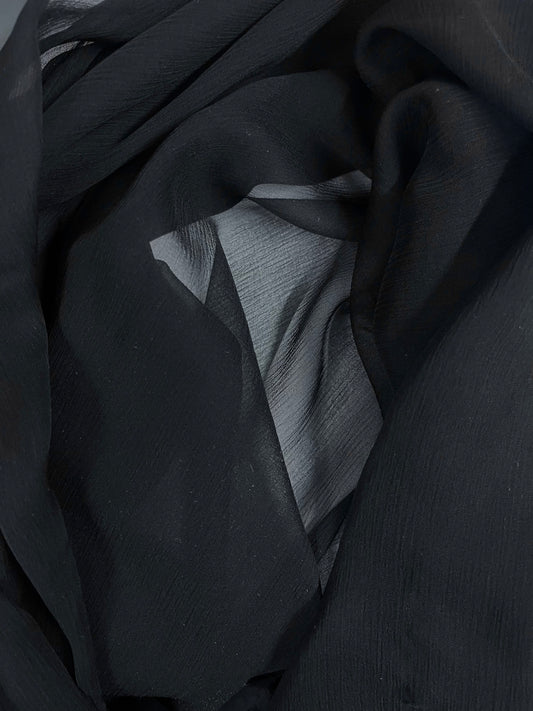 Crinkled Silk Chiffon - Deep Navy