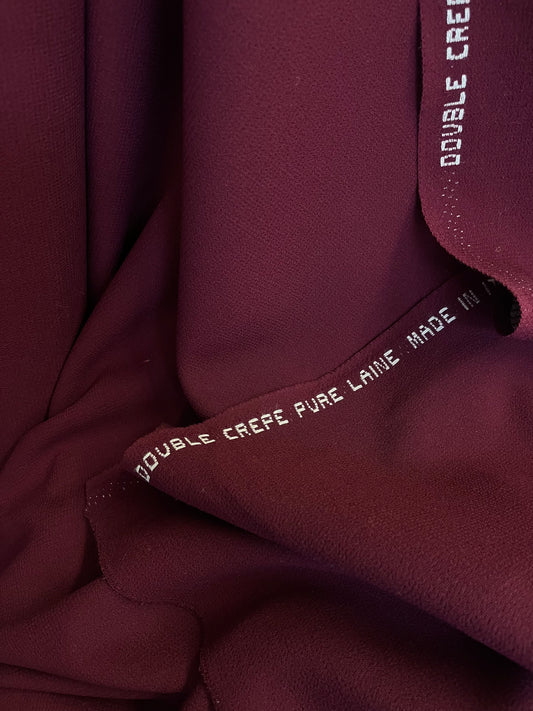 Italian Designer Double Faced Virgin Wool Crepe - Oxblood Red