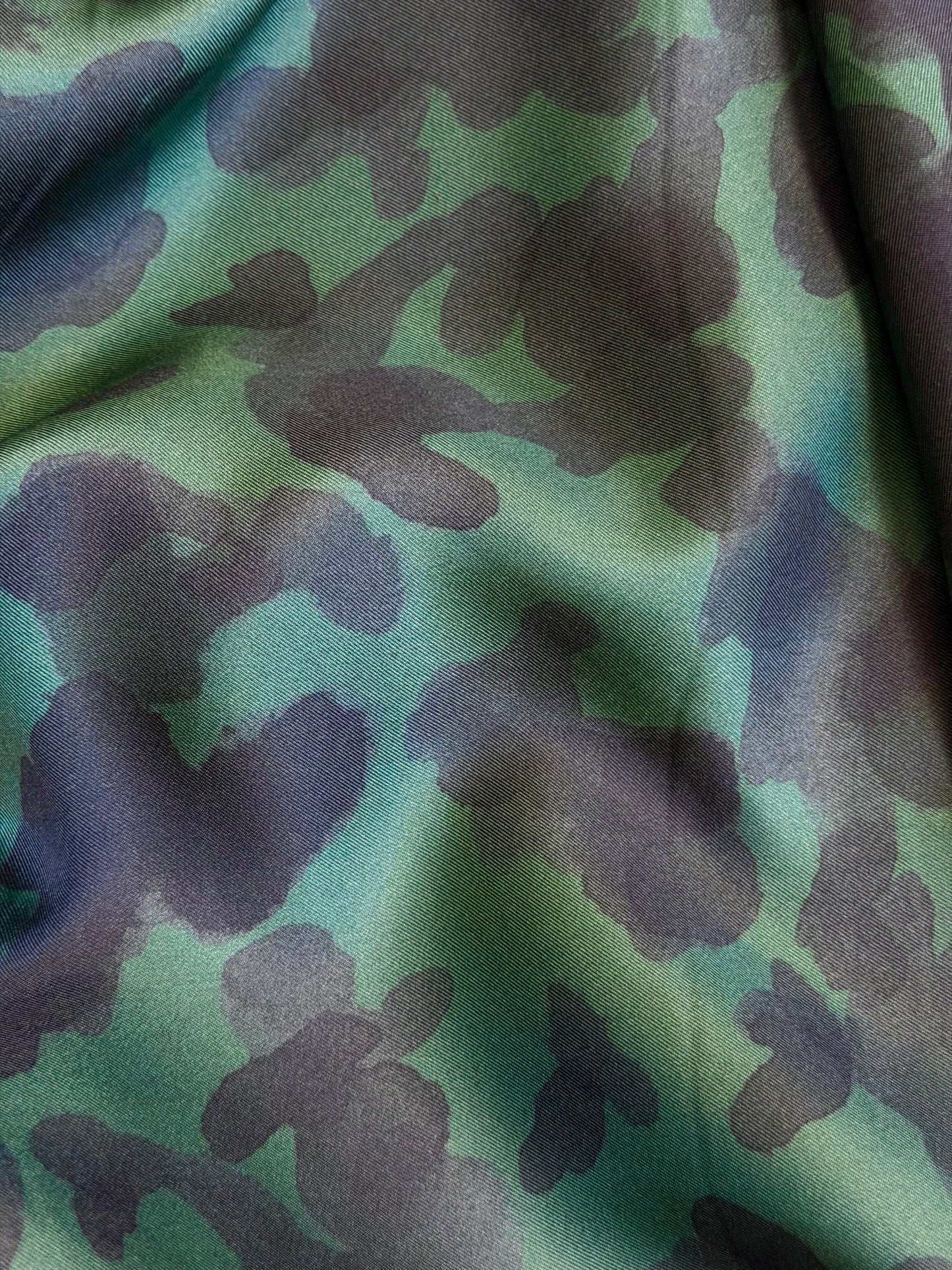 Camo Printed Silk Twill - Green & Black