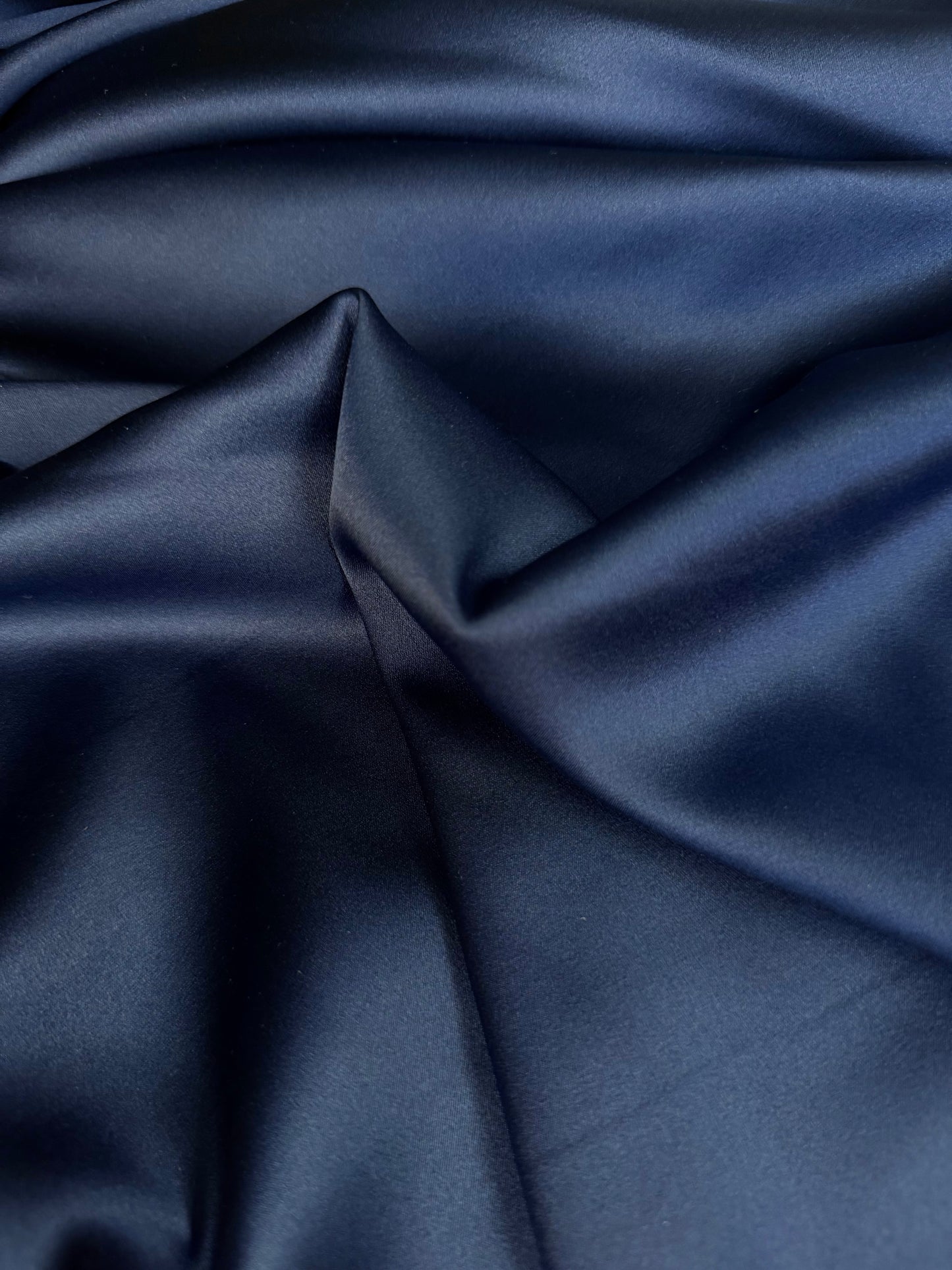 Stretch Silk Charmeuse - Navy Blue - 19mm Designer