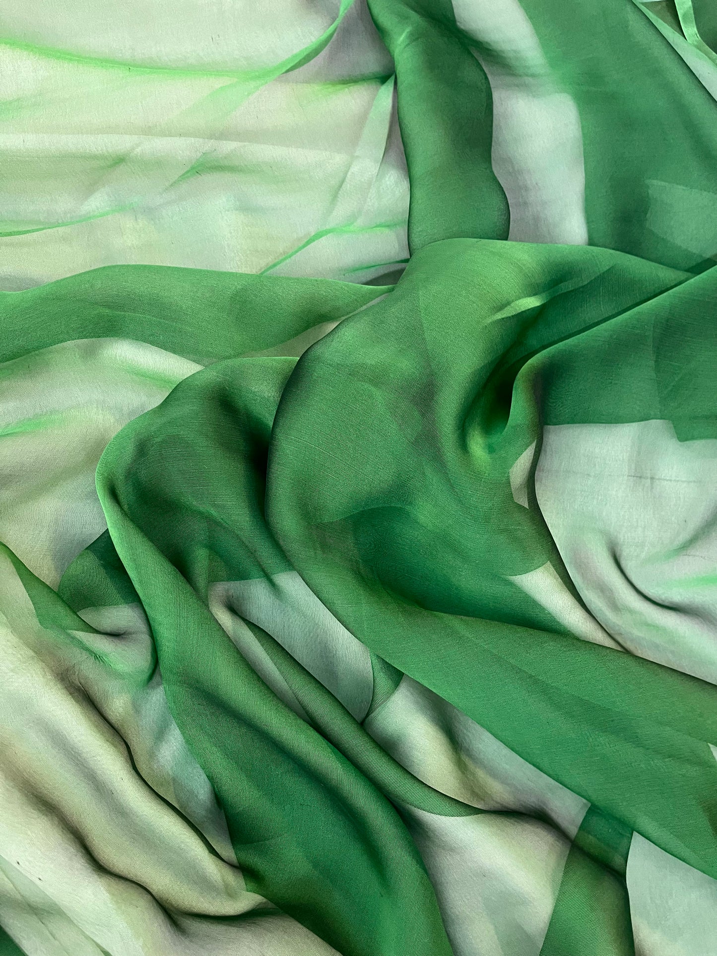 Italian Silk Chiffon - Iridescent - Green / Light Green