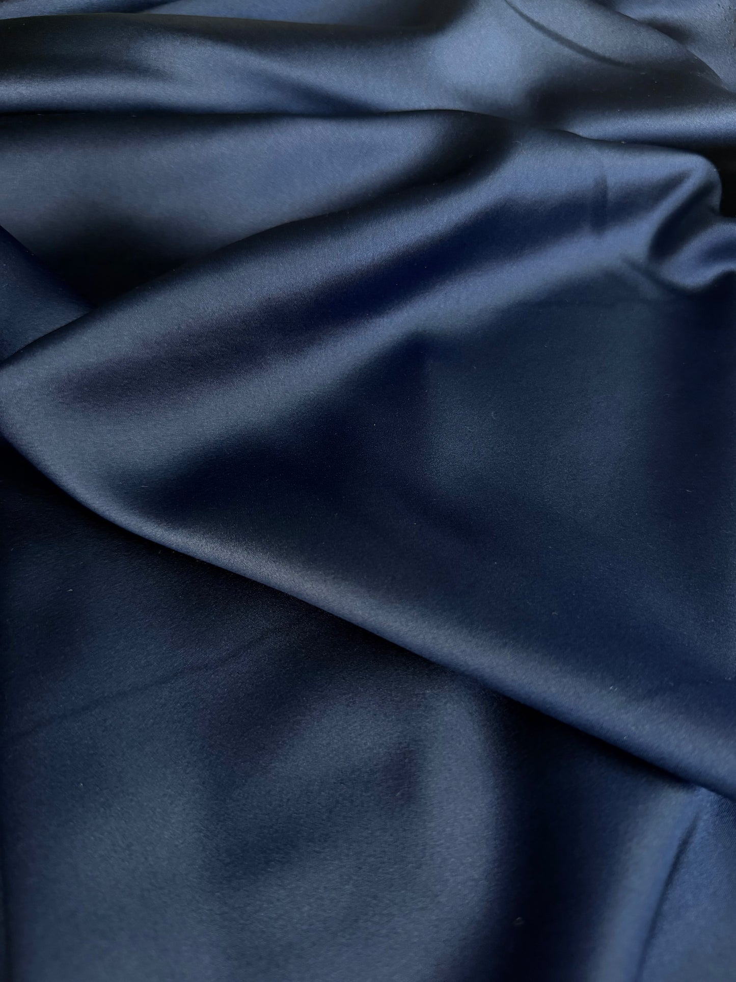 Stretch Silk Charmeuse - Navy Blue - 19mm Designer