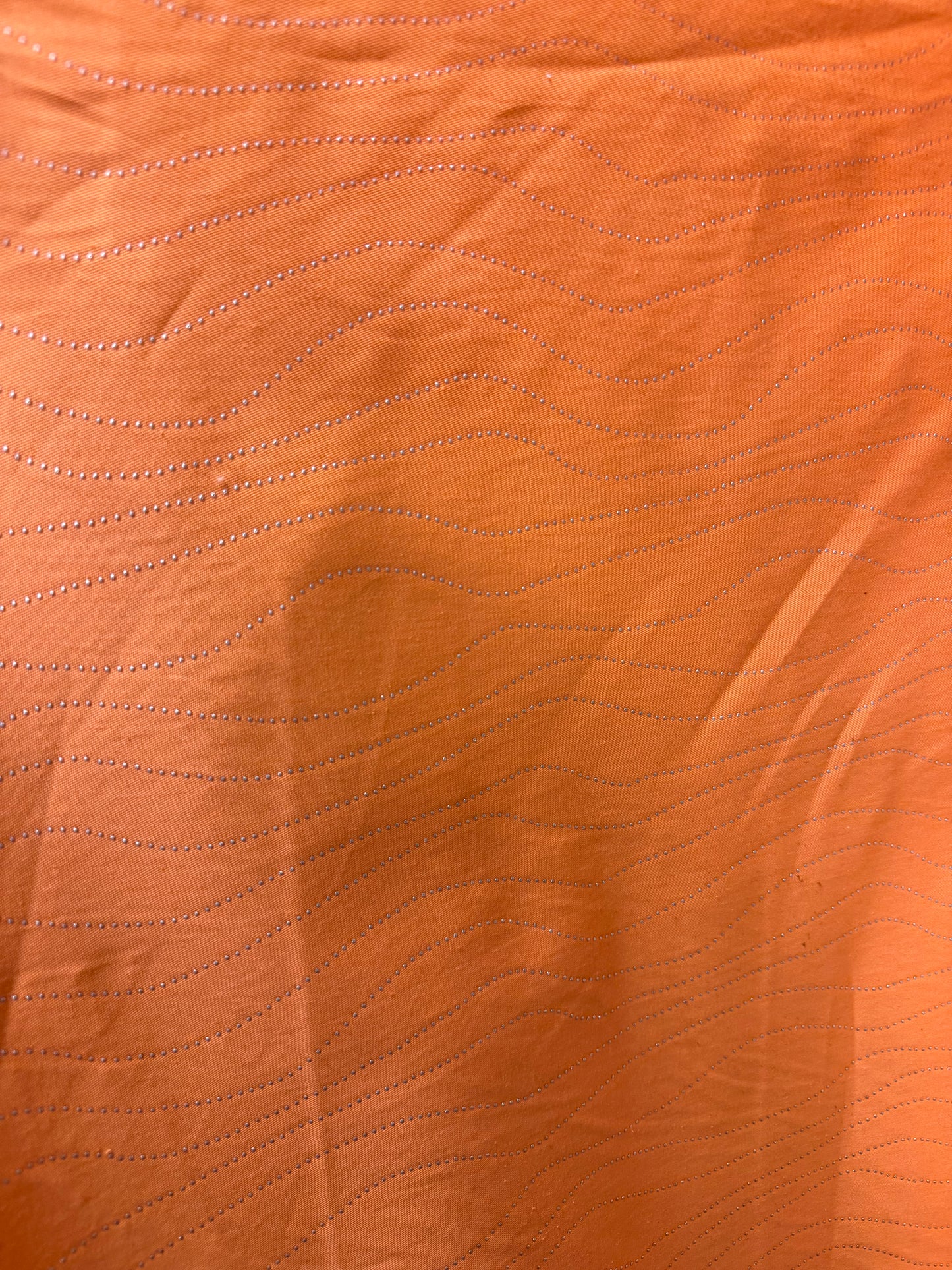 Embellished Cotton Twill - Orange & Silver
