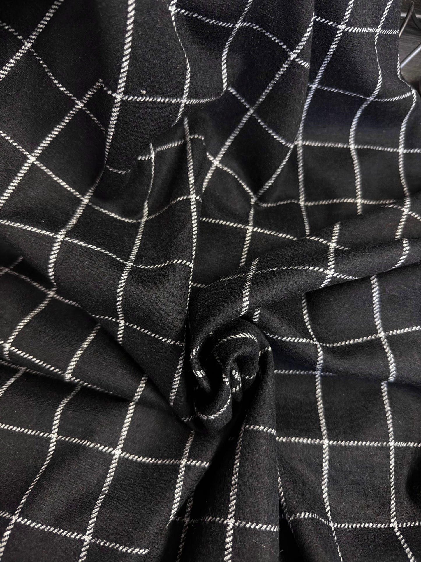 Medium Weight Wool Jersey - Black & White Plaid