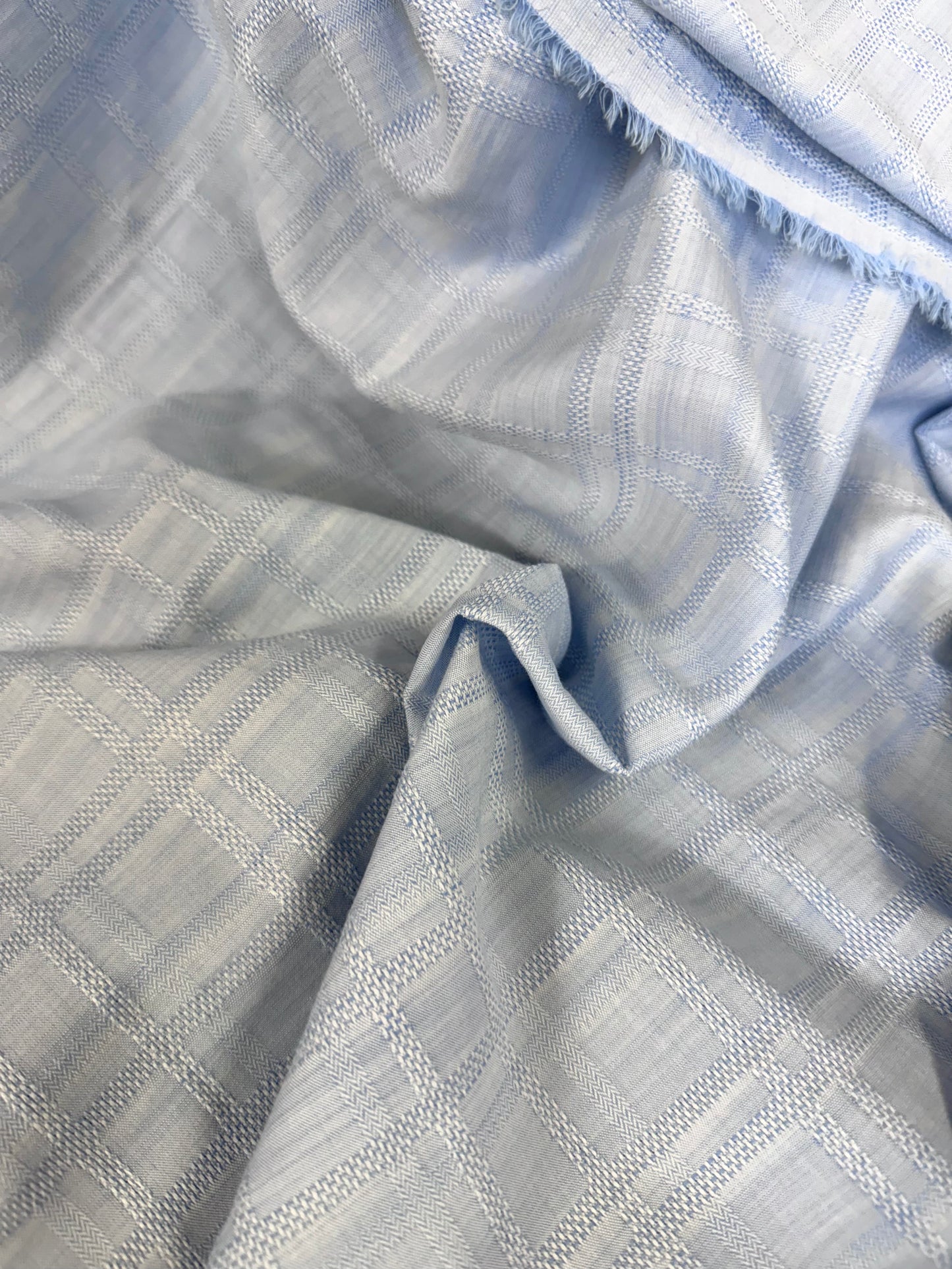 Italian Textured Cotton Plaid - Light Blue