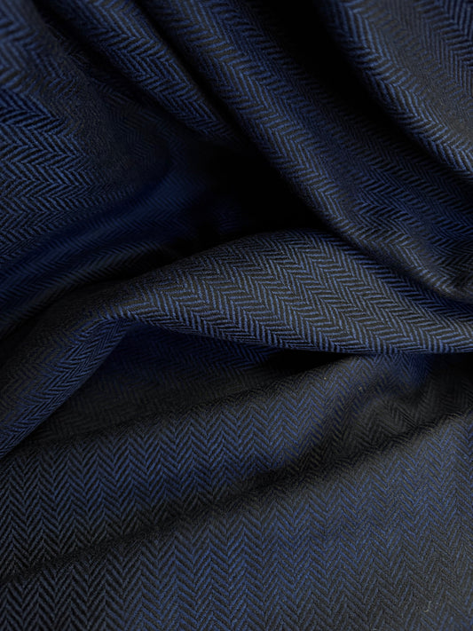 Italian Heritage - Brushed Herringbone Wool Blend - Navy Blue & Black
