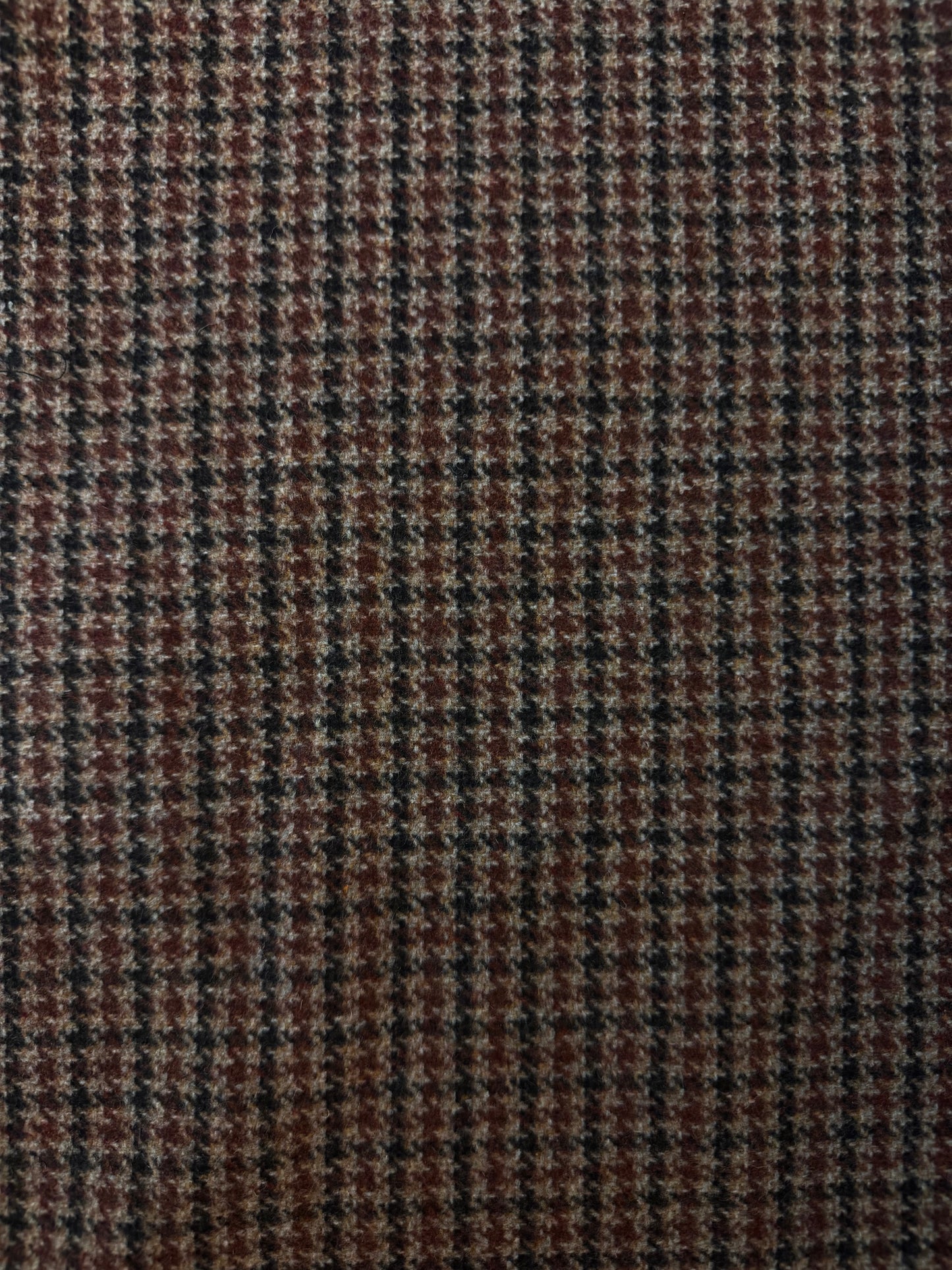 Heritage Label - Italian Houndstooth Wool Blend - Beige, Burgundy & Black