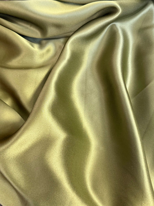 Silk Charmeuse - Olive Green - 19mm Designer