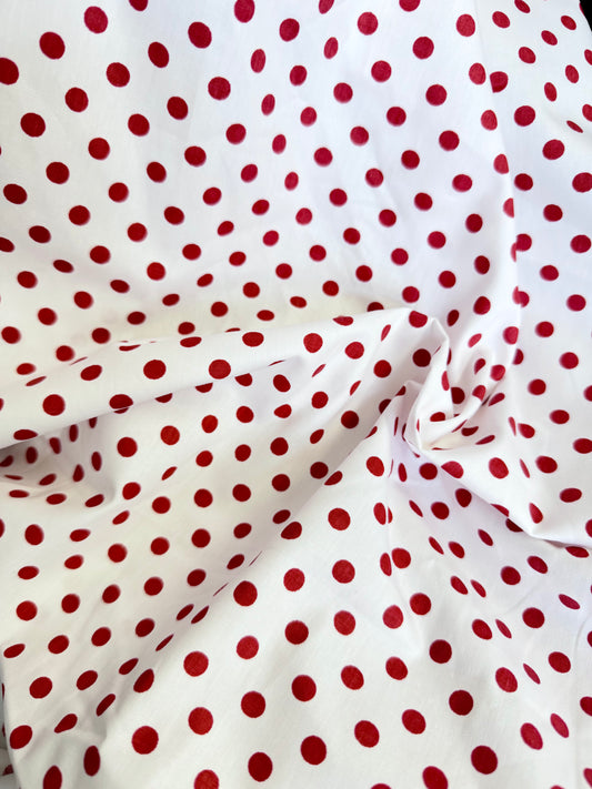 Printed Polka Dot Cotton - Red & White