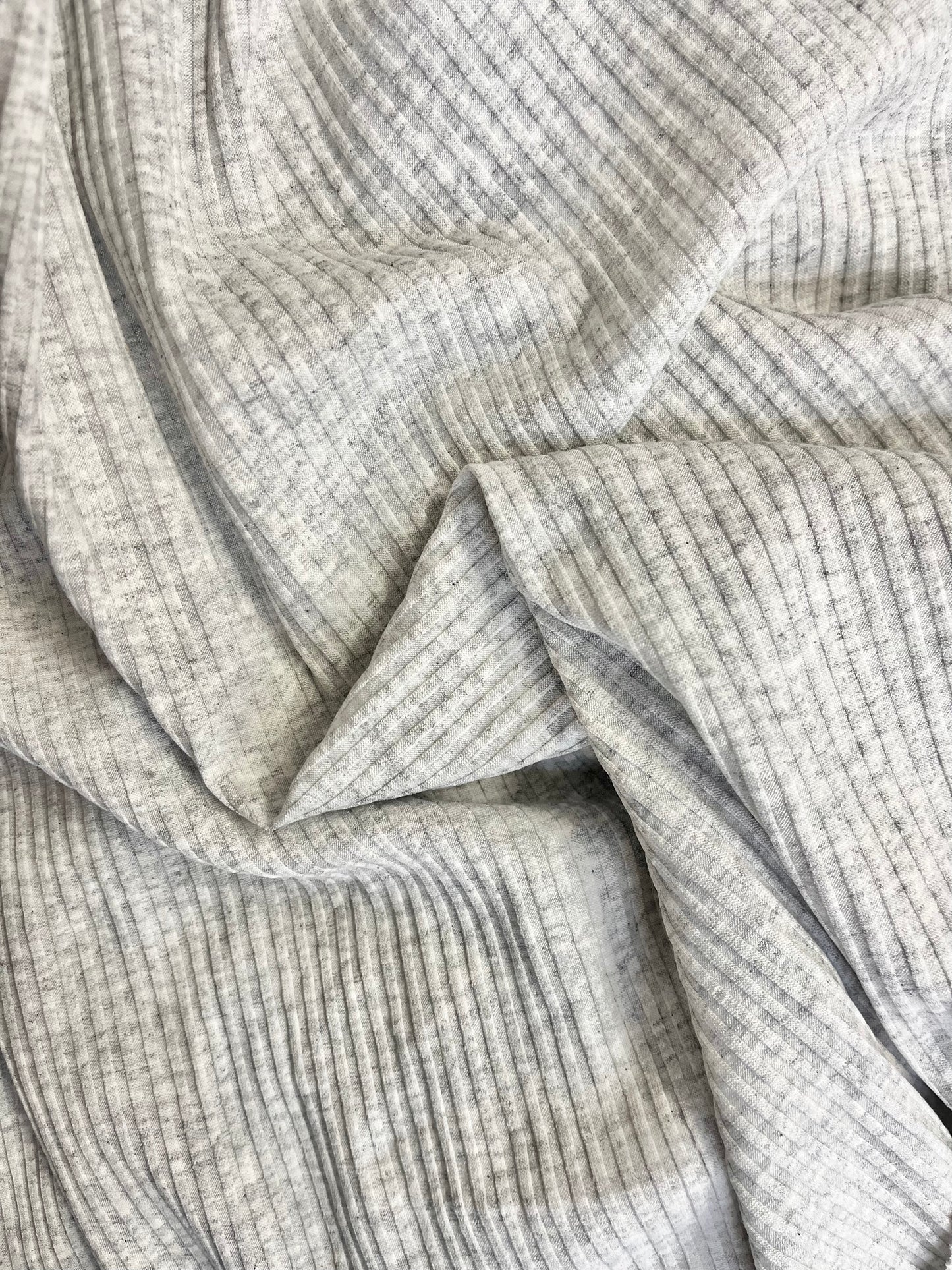 Rayon Wide Ribbed Knit - Light Gray