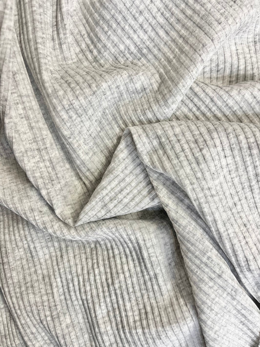Rayon Wide Ribbed Knit - Light Gray