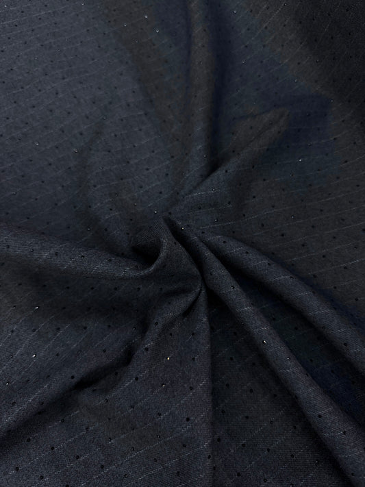 Italian Stretch Poly Rayon Suiting - Chocolate Brown & Gold Lurex