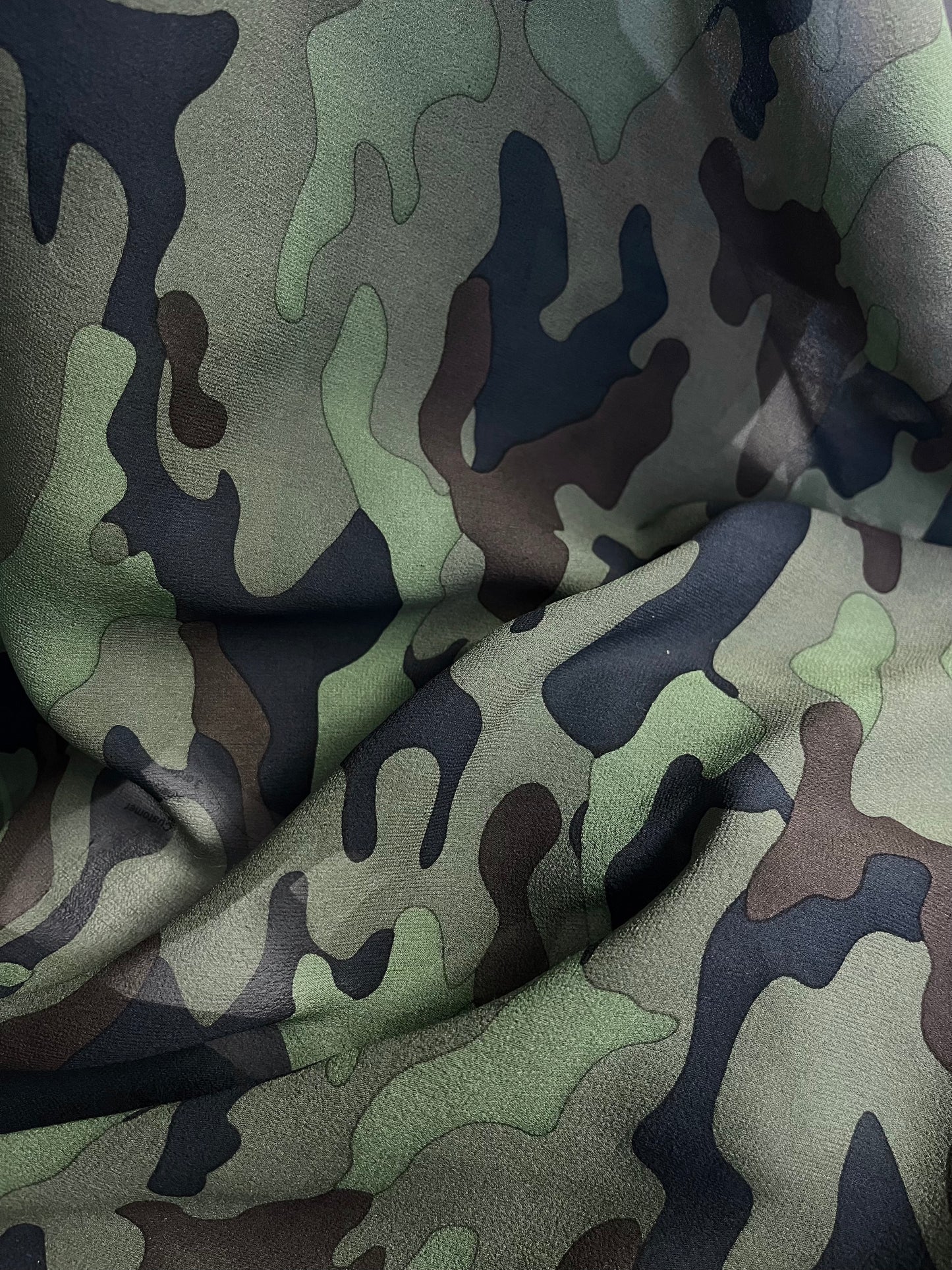 Printed Silk Chiffon - Cool Camo