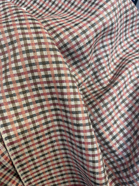 Plaid Linen - White, Beige, Pink & Orange