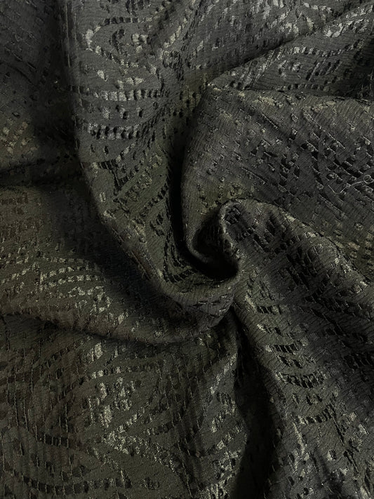 Poly Jacquard Paisley - Jet Black