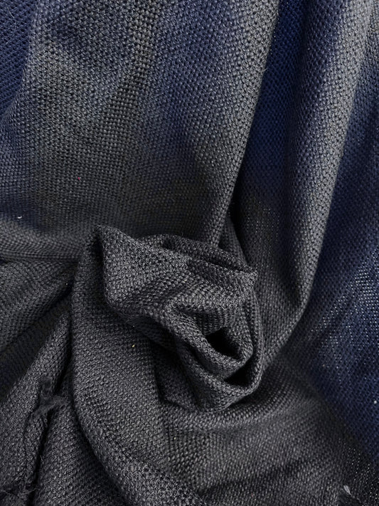 Textured Woven Cotton/Linen Blend - Navy Blue