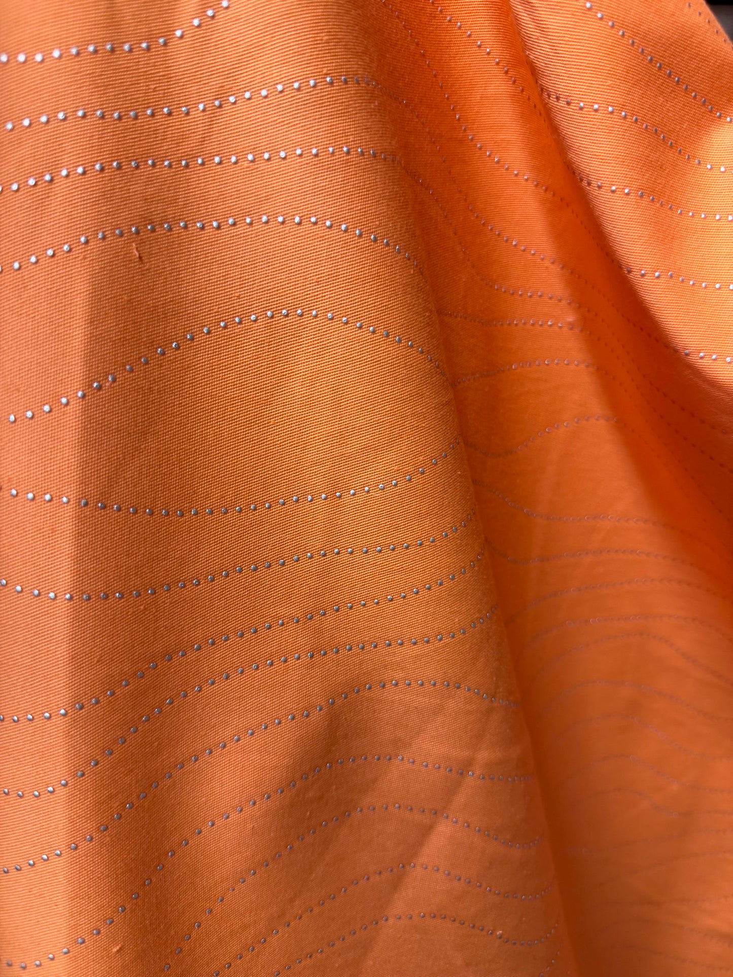 Embellished Cotton Twill - Orange & Silver