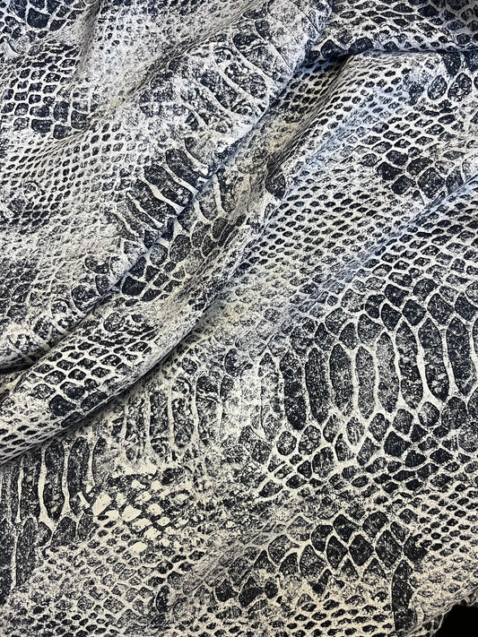 Matte Printed Silk Charmeuse - Snakeskin Black & White