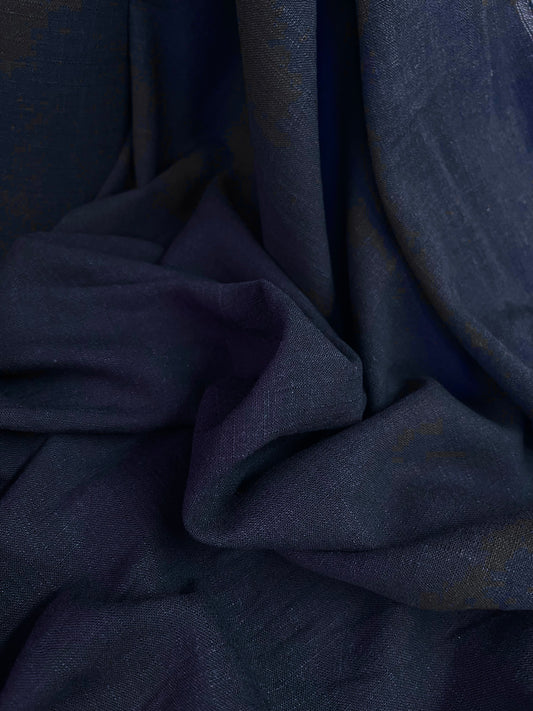 Textured Cotton & Linen Blend - Dark Navy