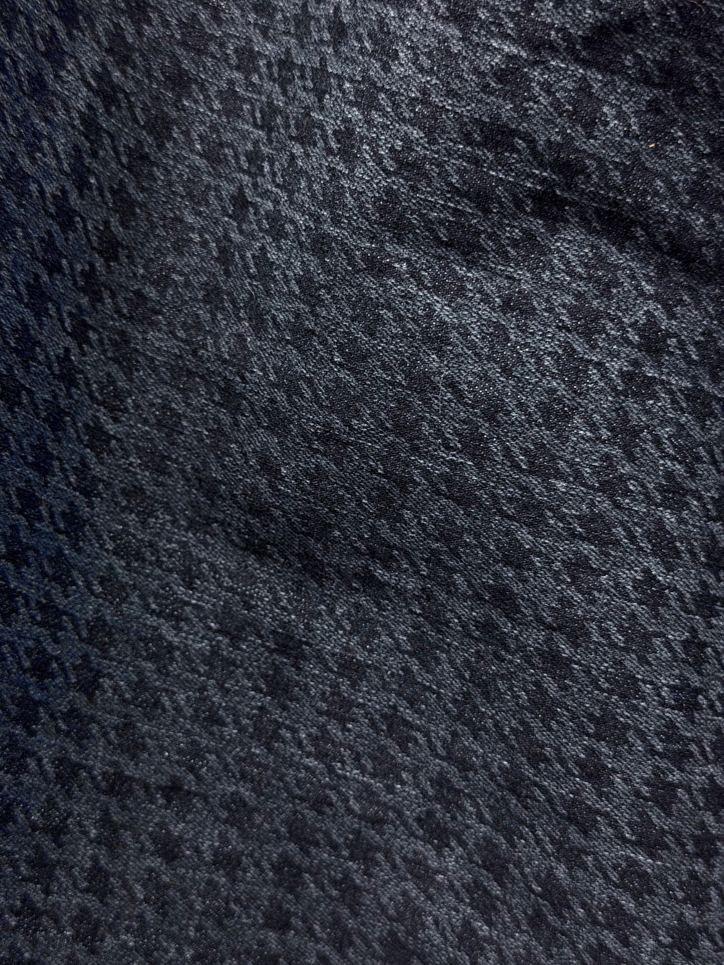 Cotton Stretch Denim Houndstooth - Indigo Blue
