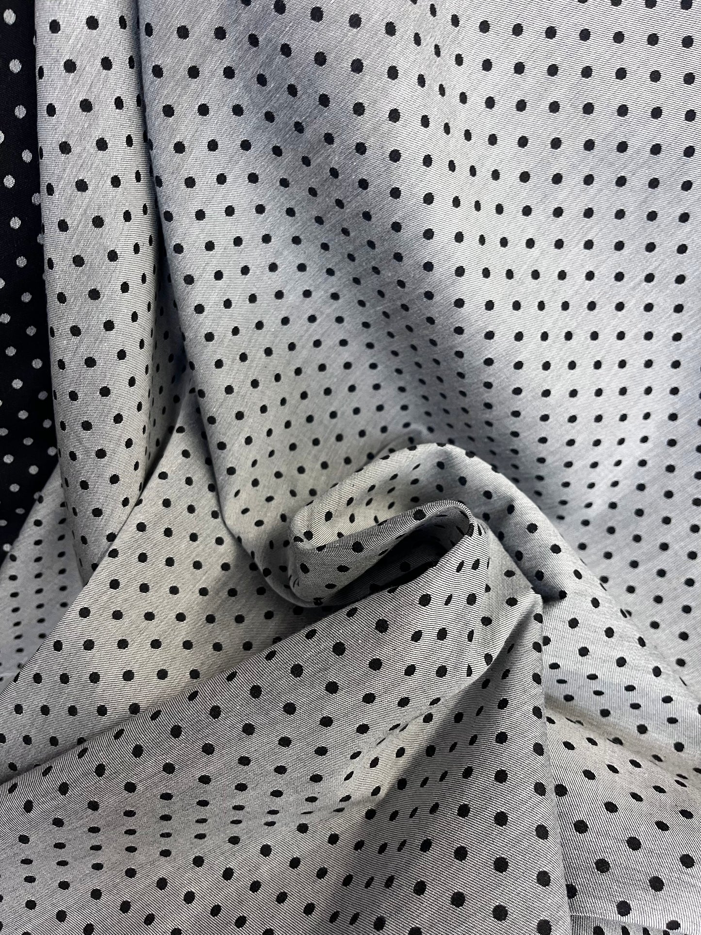 Italian Double-Sided Cotton & Wool Blend - Polka Dot - Blue