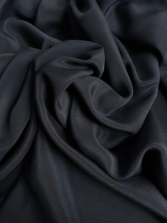 Silk Crepe De Chine - Deep Navy - Medium Weight