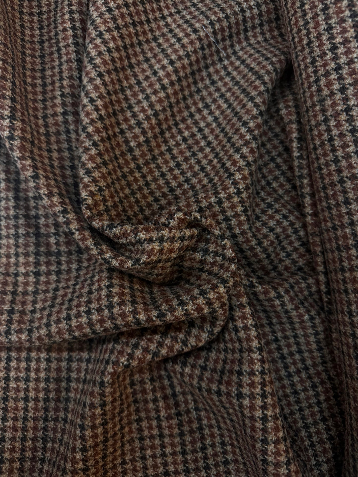 Heritage Label - Italian Houndstooth Wool Blend - Beige, Burgundy & Black