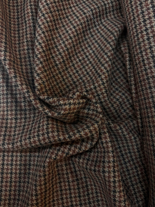Heritage Label - Italian Houndstooth Wool Blend - Beige, Burgundy & Black