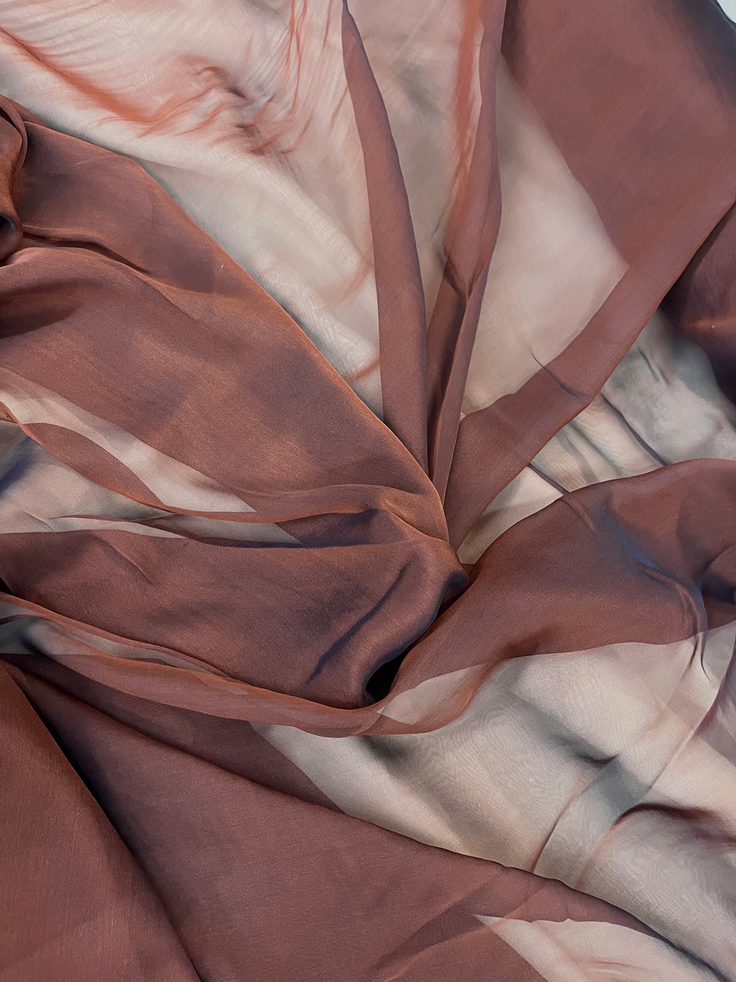 Italian Silk Chiffon - Iridescent - Wine Brown