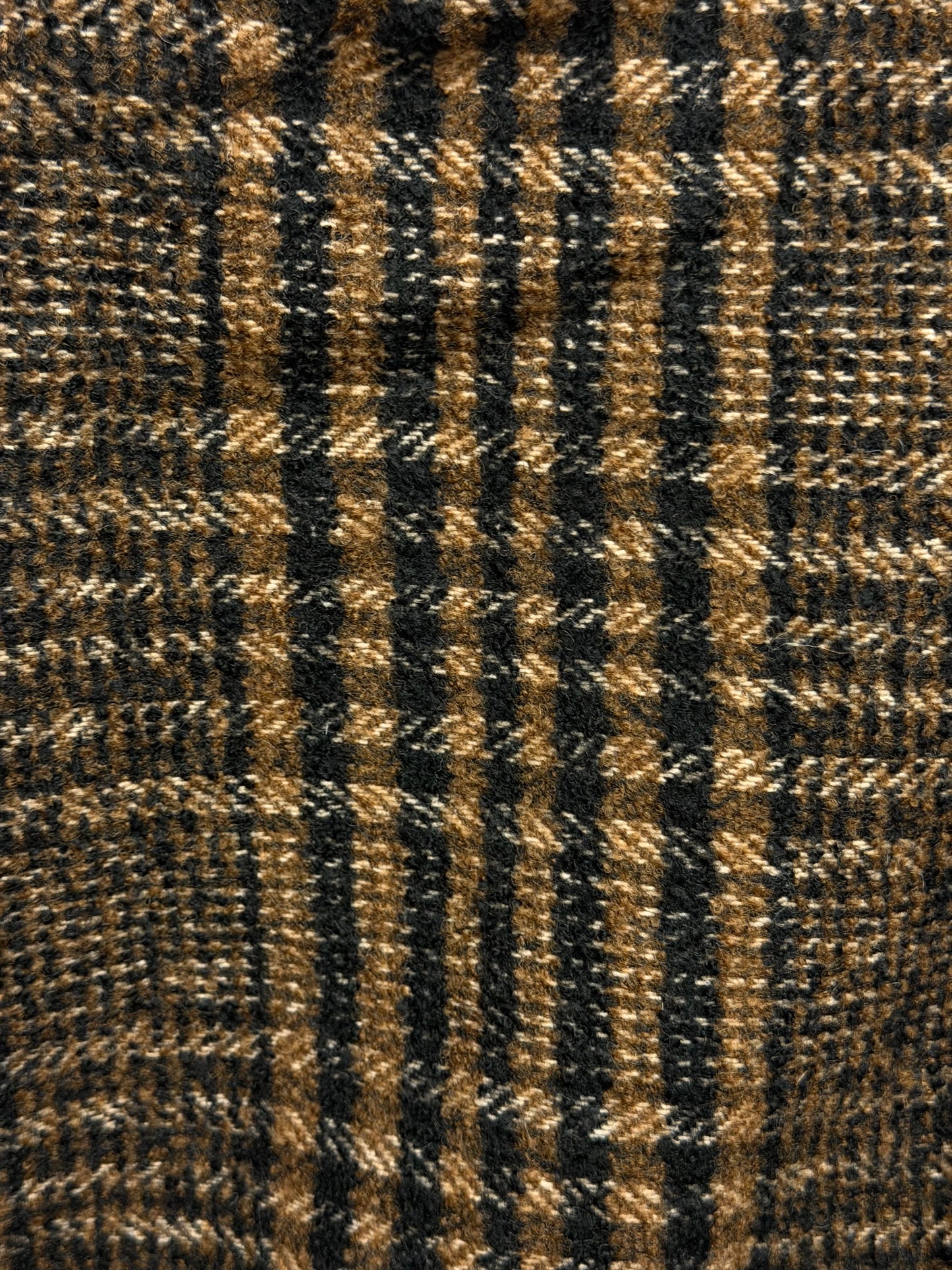 Heritage Label - Italian Herringbone Plaid Wool Blend - Brown, Black & White