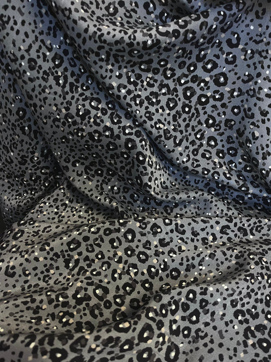 Matte Printed Silk Charmeuse - Grey Cheetah