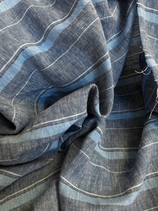 Linen & Rayon Stripe - Blue Combo