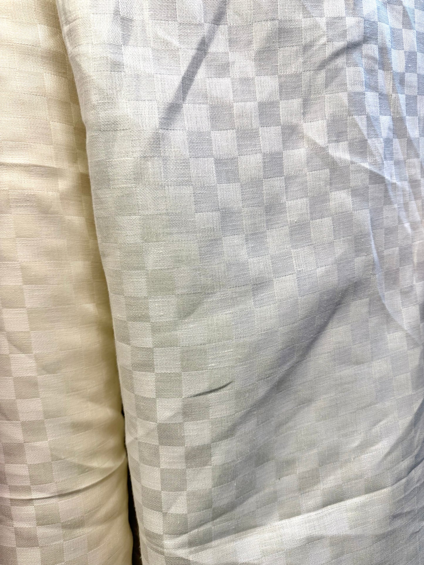 Woven Checkered Linen - Cream White