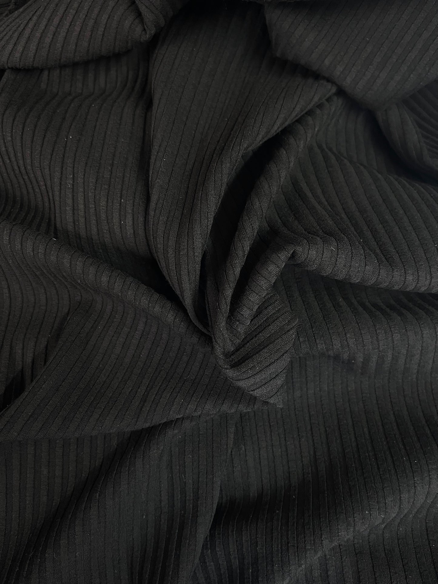 Rayon Wide Ribbed Knit - Jet Black