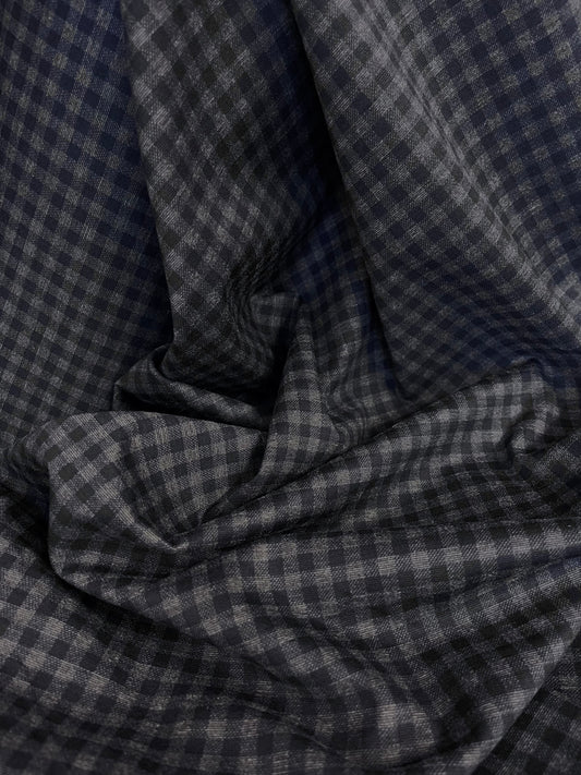 Printed Ponte Double-Knit Stretch Poly/Rayon - Navy & Grey Plaid