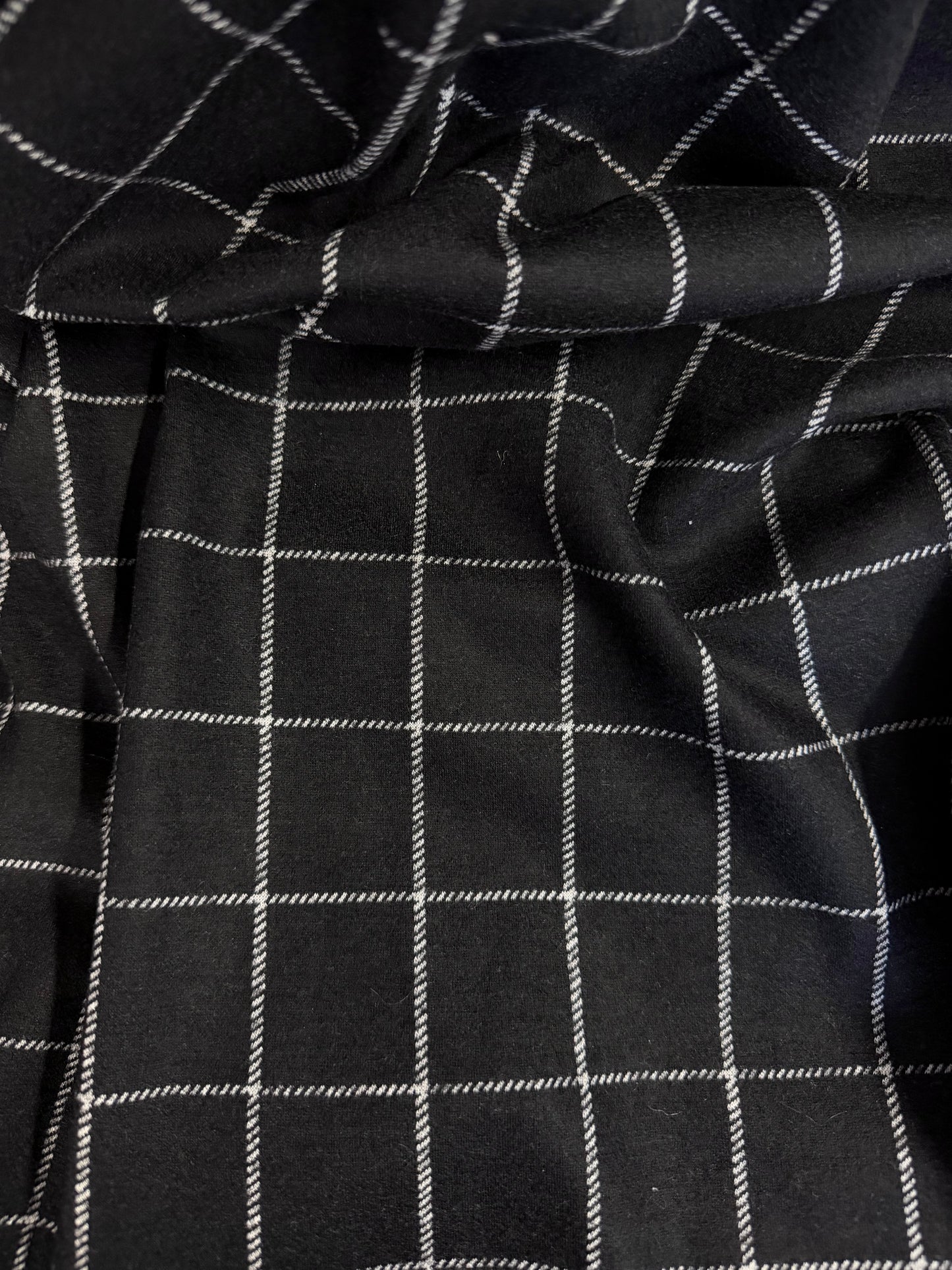 Medium Weight Wool Jersey - Black & White Plaid