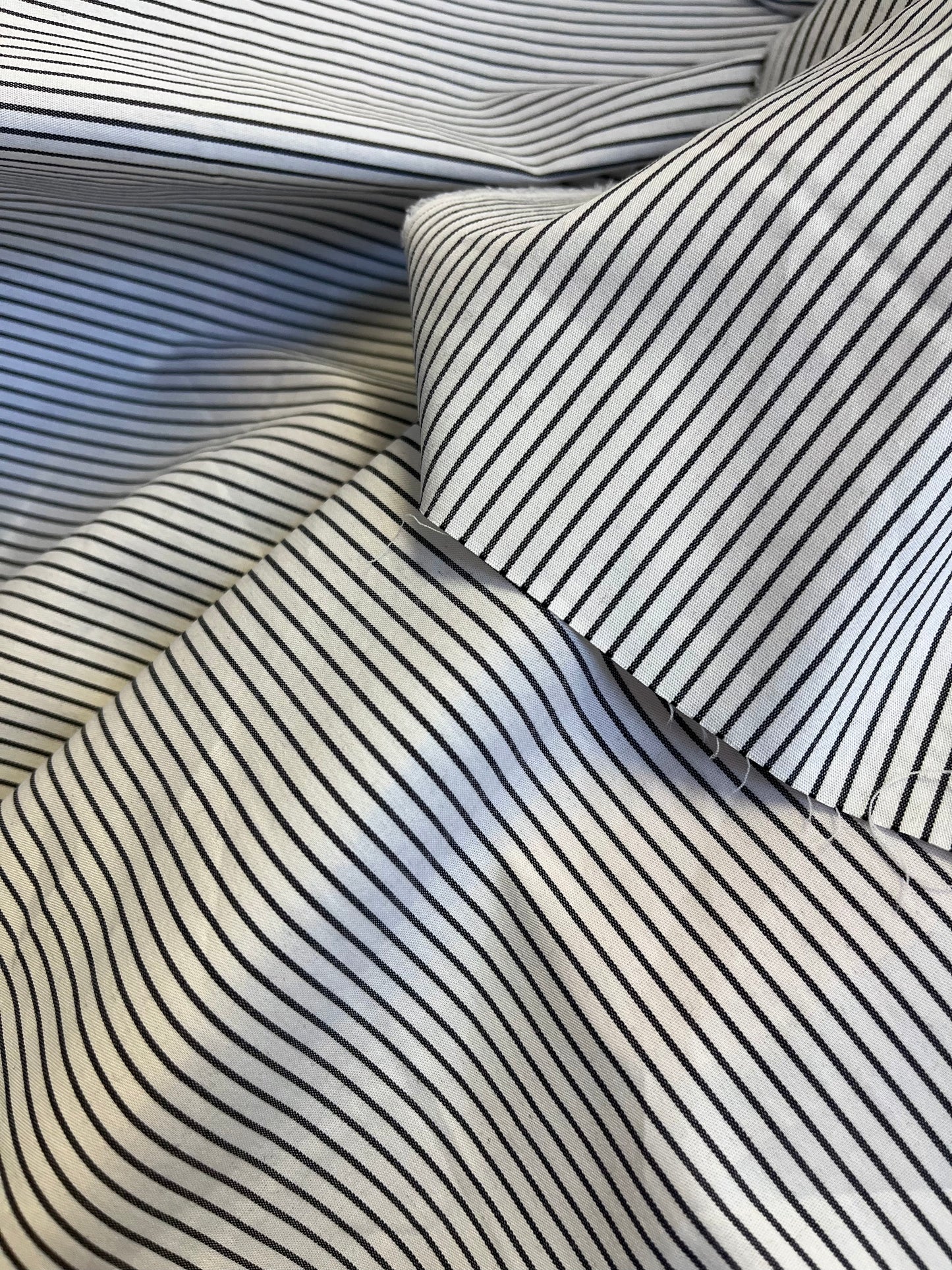 Stripe Cotton Shirting - Charcoal & White