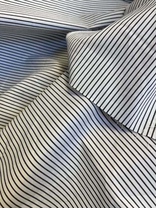 Stripe Cotton Shirting - Charcoal & White