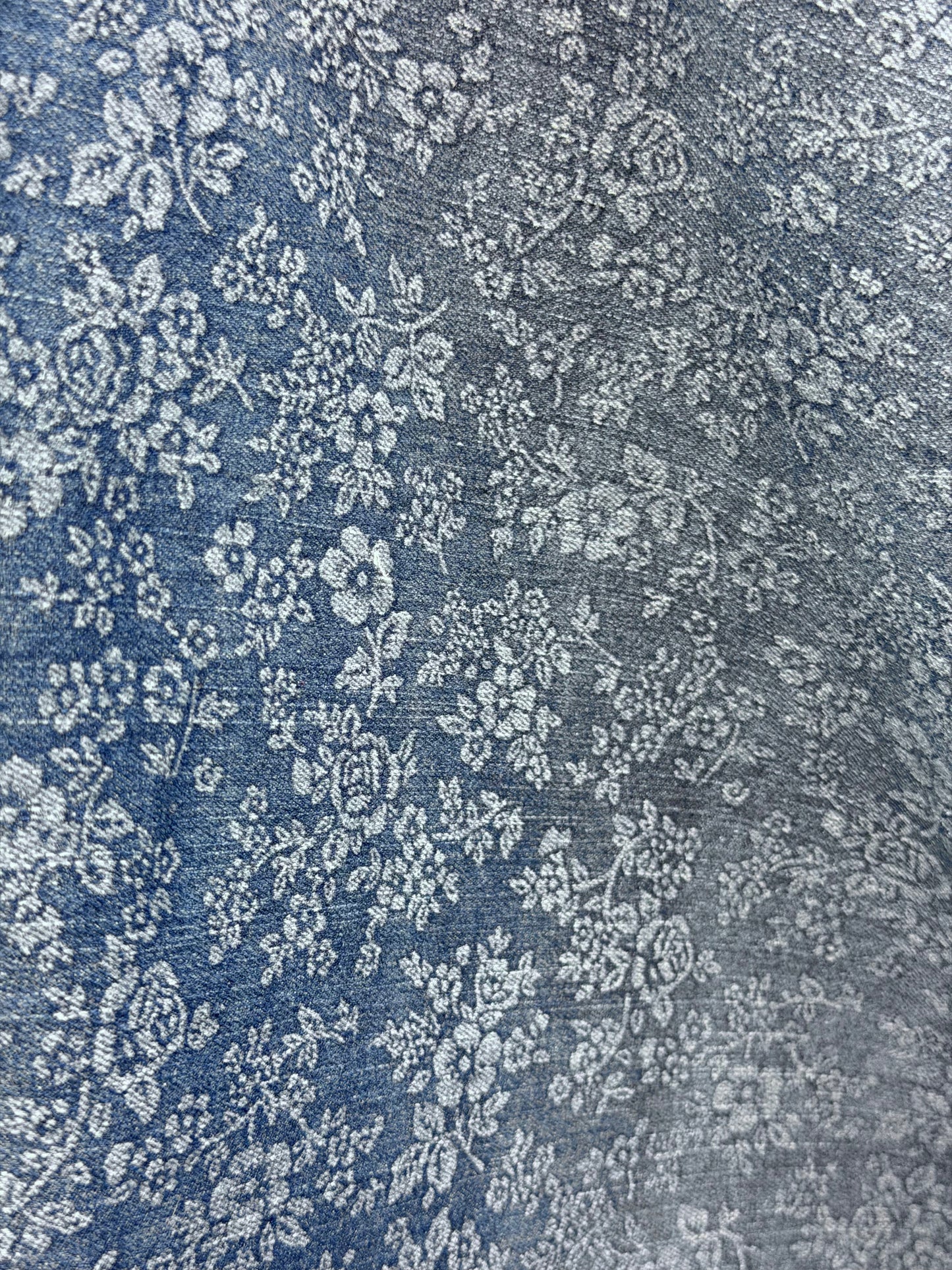 Cotton Stretch Denim Printed - Neutral Blue Floral