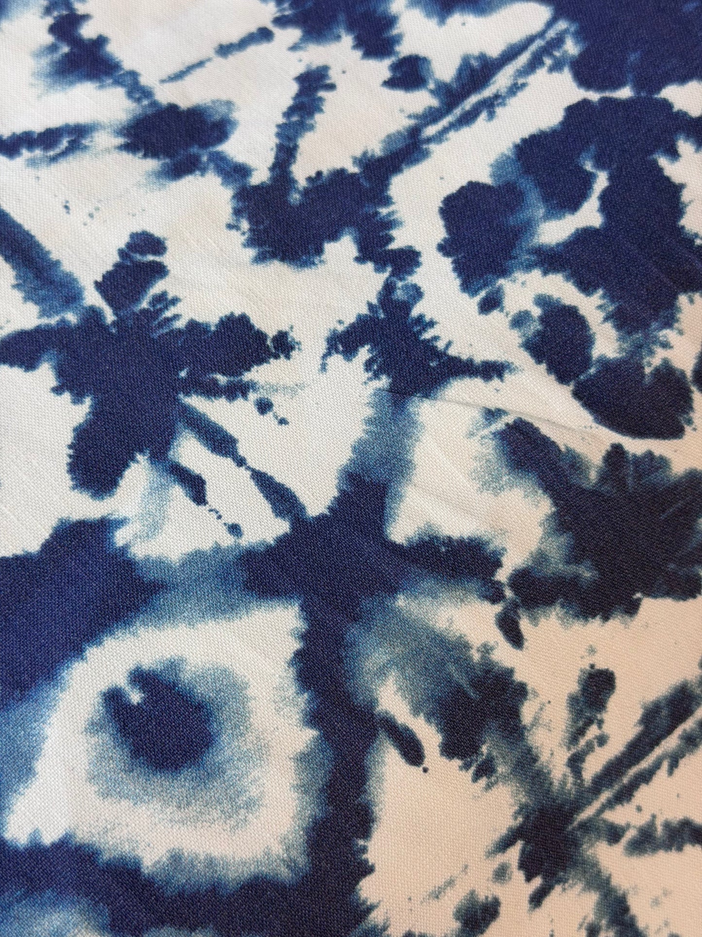 Stretch Printed Linen - Indigo & Ivory Shibori