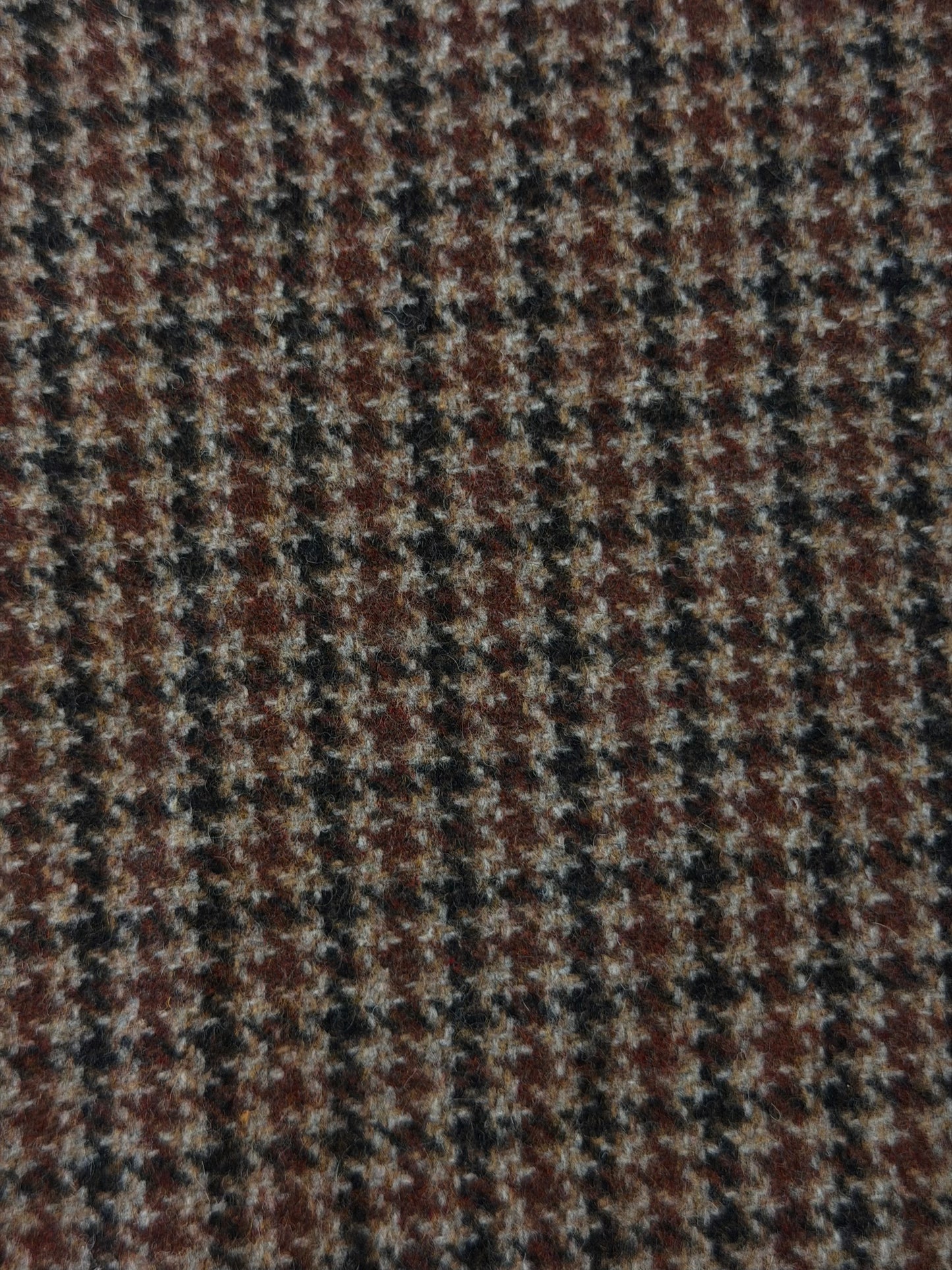 Heritage Label - Italian Houndstooth Wool Blend - Beige, Burgundy & Black