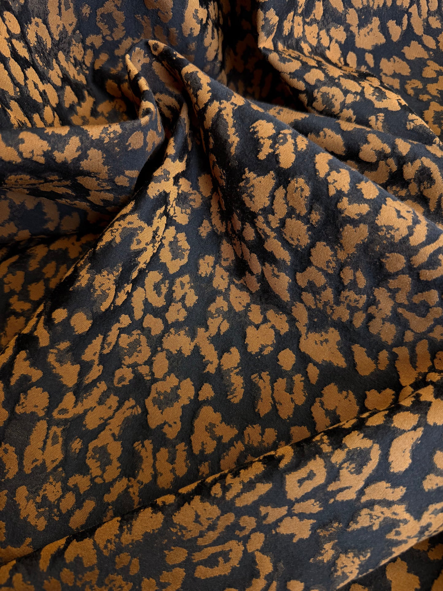Stretch Brocade - Cheetah - Bronze & Black