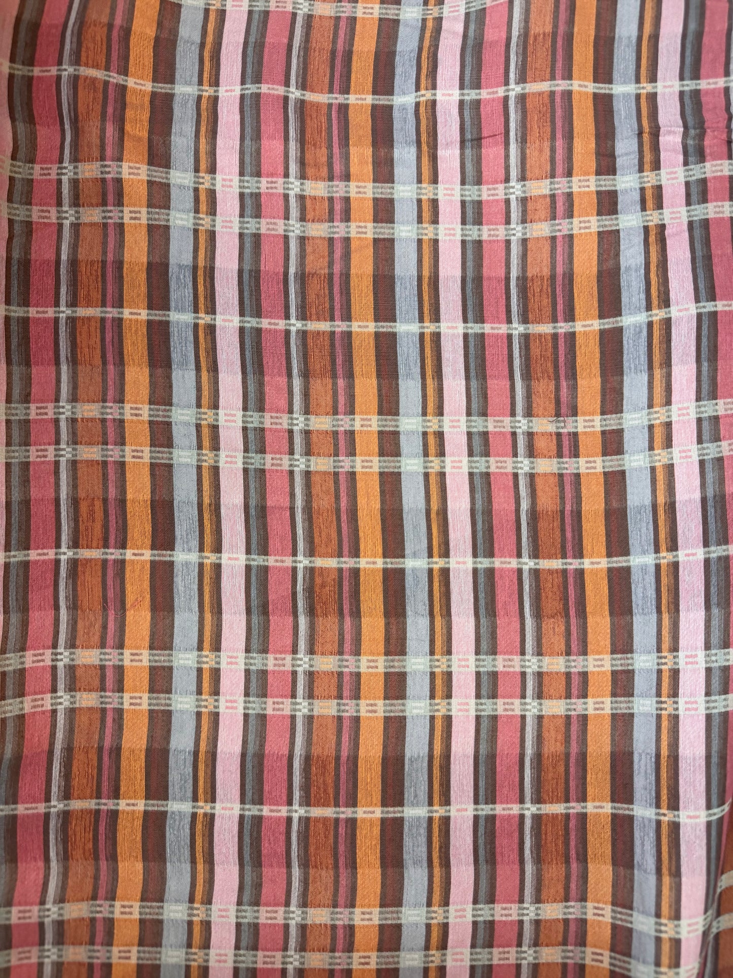 Italian Plaid Viscose Blend - Pink, Brown & Grey