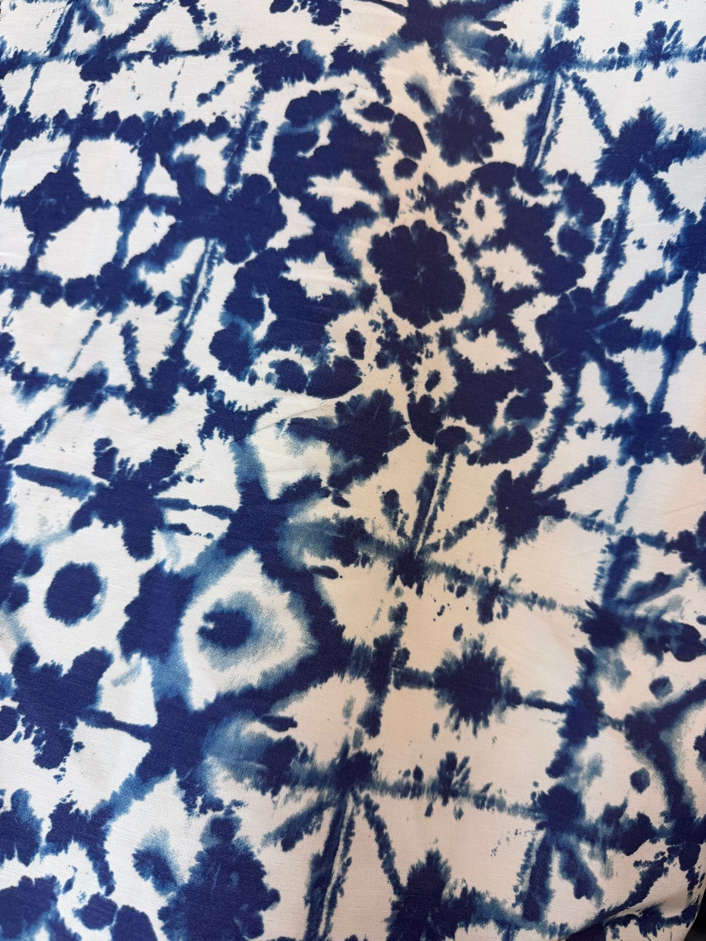 Stretch Printed Linen - Indigo & Ivory Shibori