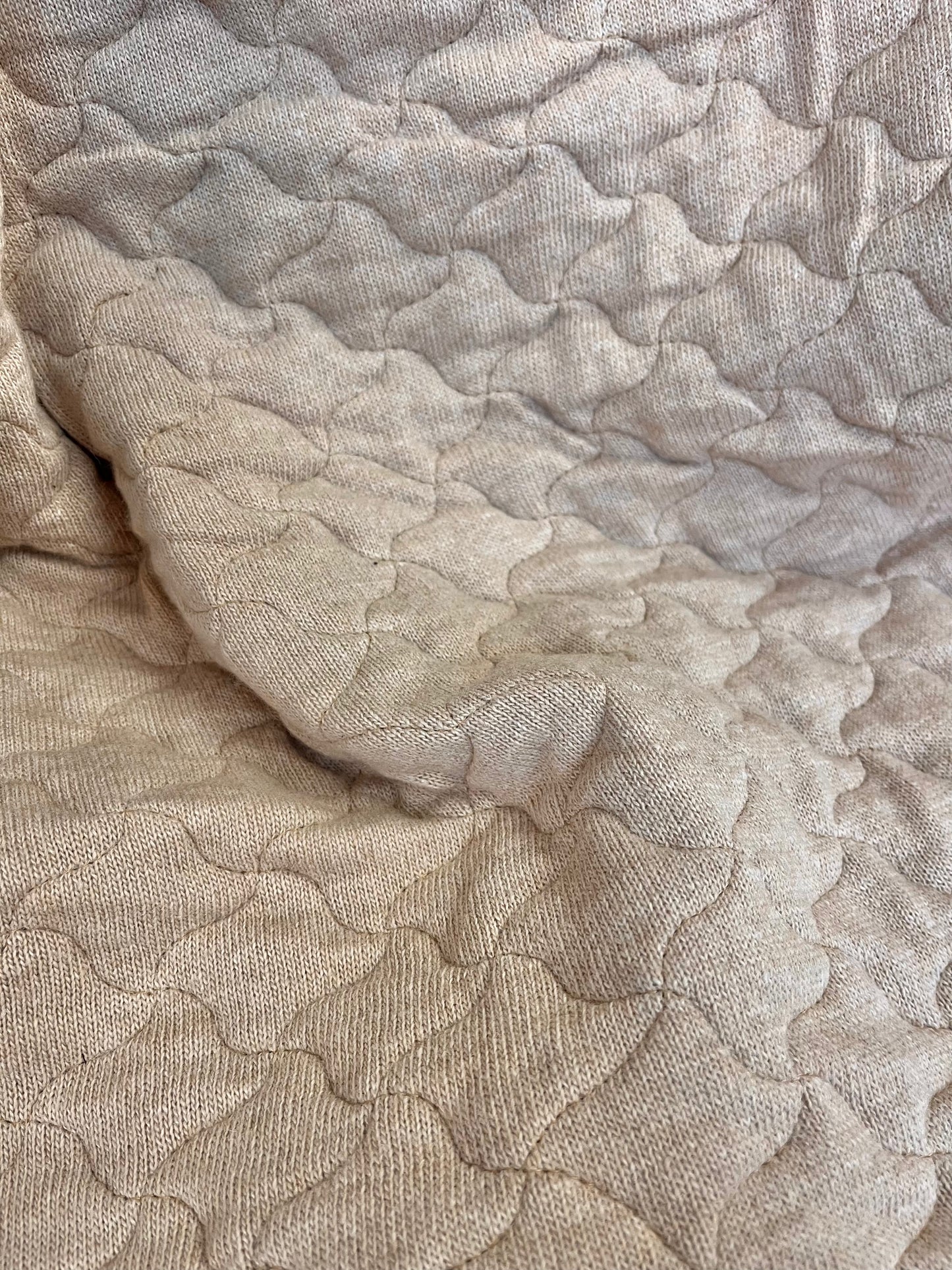Italian Quilted Wool Jersey - Oatmeal Beige & Black