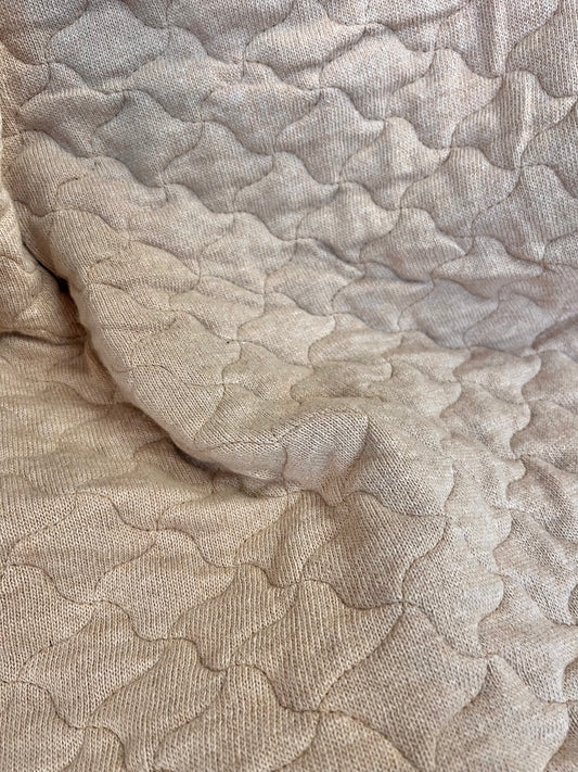Italian Quilted Wool Jersey - Oatmeal Beige & Black