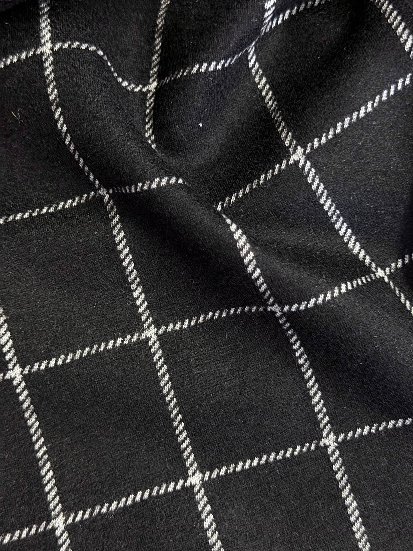 Medium Weight Wool Jersey - Black & White Plaid