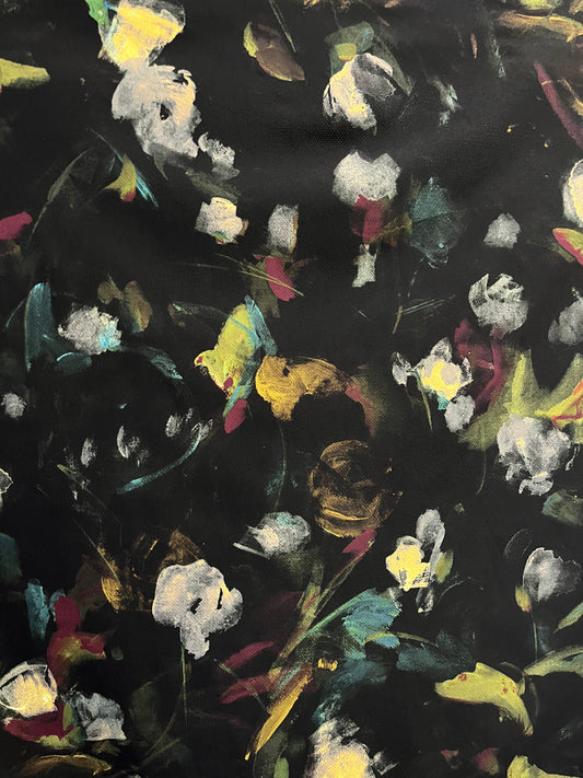 Italian Textured Poly Jersey Print - Black, Green & Blue