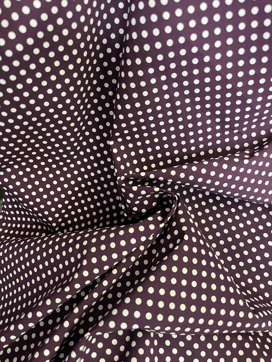 Italian Polka Dot Stretch Cotton - Purple & White