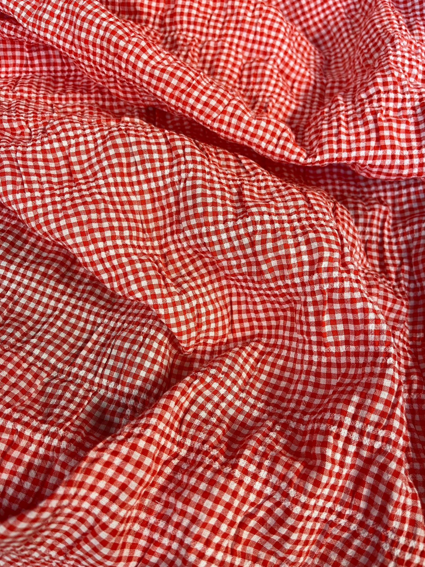 Textured Gingham Cotton - Red & White